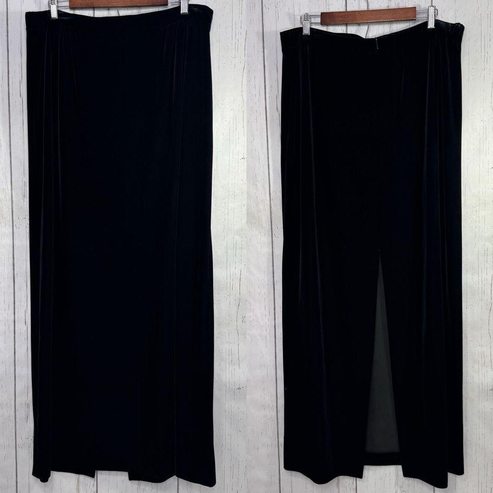 Alex Evenings Black Velvet Maxi Skirt Plus Size 16W Elegant Formal Wear Grunge